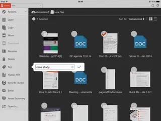 File Management in iAnnotatePDF. The tagging function is shown.