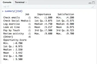 Screenshot of results in console