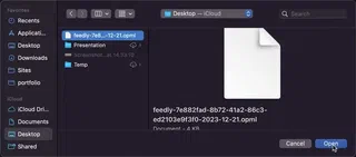 NetNewsWire - select the OPML file which you downloaded to your computer